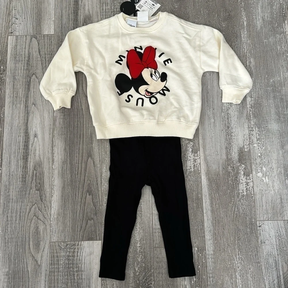 Zara Minnie Mouse Sweatshirt And Leggings Set